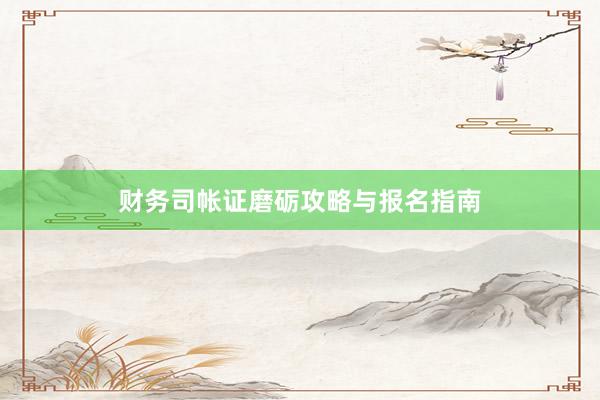 财务司帐证磨砺攻略与报名指南
